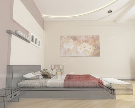 camera da letto rendering 3d progetto