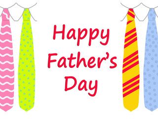Happy Father's Day card with four colorful ties