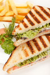 Sandwiches with French fried potatoes
