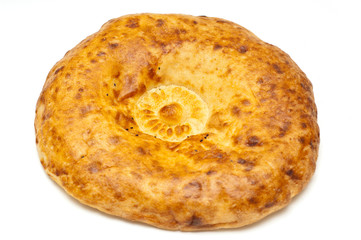 Round shaped fresh bread isolated on the white