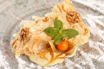 tasty pastry with caramel