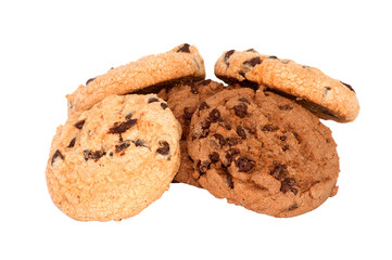 Chocolate cookies with chips isolated