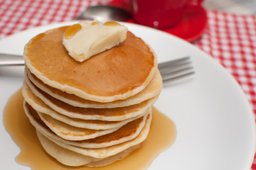 Pancakes With Butter and Maple Syrup