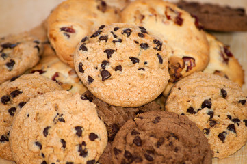 Pile of chocolate chip cookies