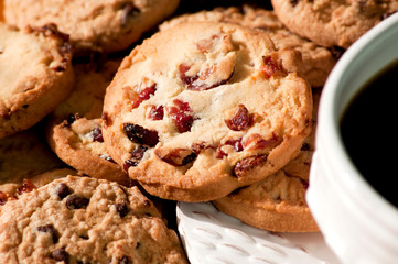 Chocolate cookies and a cup of coffee