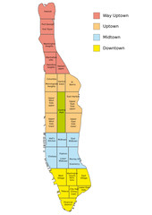 New York Map - Manhattan districts