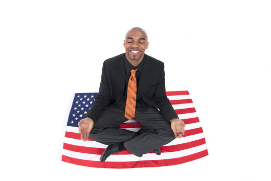 businessman on a US flag