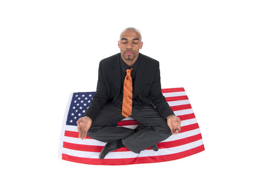 businessman on a US flag