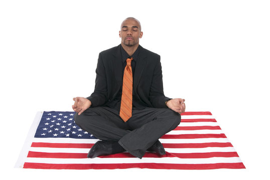 businessman on a US flag
