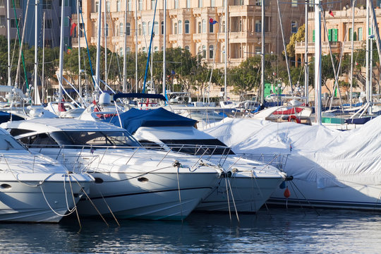 Yachts  Lying At Marsamxett Harbour