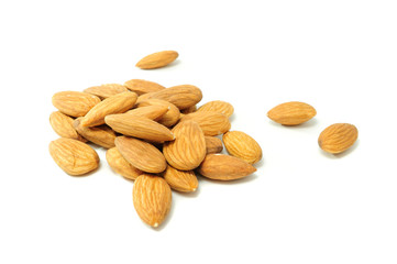 Golden Almonds Isolated on White Background