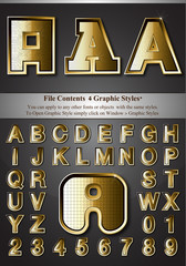 Metal Gold Emboss Alphabet