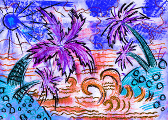 Fototapeta na wymiar rest, sea, palm trees