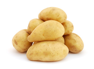 Pile of potatoes isolated on white background
