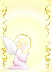 Photo sur Plexiglas Dessiner Prima Comunione Angelo Sfondo-First Communion Angel Background