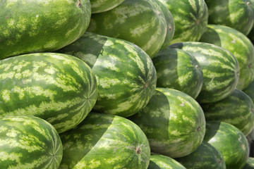 Closeview of stacked watermelon