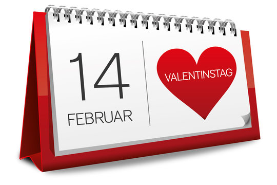 Kalender rot 14 Februar Valentinstag Herz