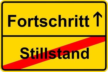 Obraz premium ortsschild02-stillstand_fortschritt