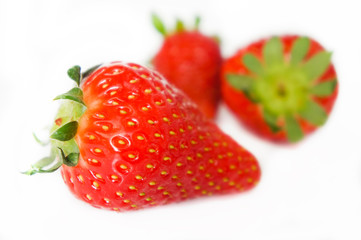 Fresh strawberries on a white background