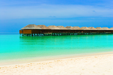 Water bungalows on a tropical island