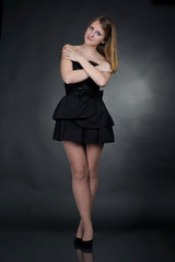 Fototapeta premium Girl in black dress