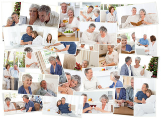 Collage of senior couples spending time together