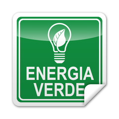 Pegatina cuadrada ENERGIA VERDE con reborde