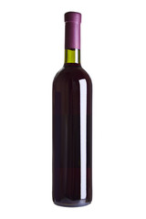 red wine bottle isolated on the white background