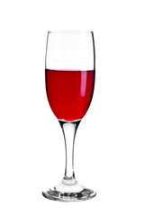 Red wine glass isolated on white background