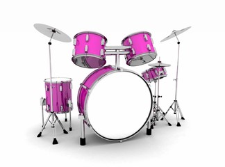 Fototapeta na wymiar Schlagzeug Pink Silber - freigestellt 01