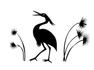 silhouette crane on white background