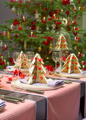 Weihnachtlich gedeckter Esstisch