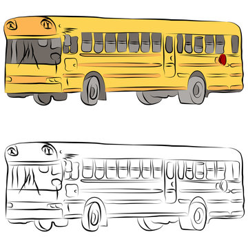 School Bus Line Drawing