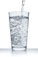 pouring water into glass