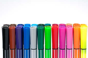 Colored marker pens isolate on white background.