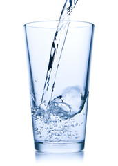 pouring water into glass