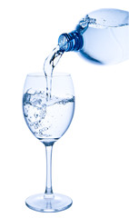 pouring water into glass