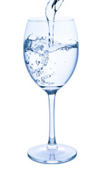 pouring water into glass