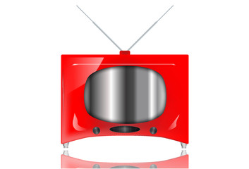 Televisor retro en rojo