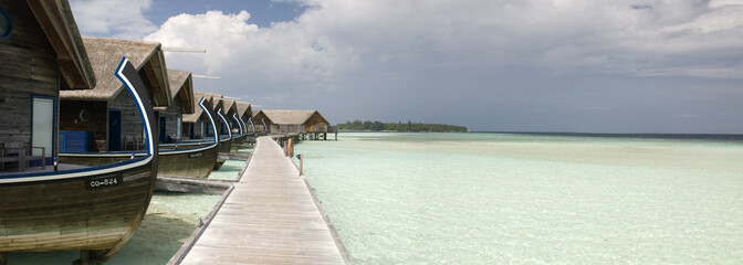 Overwater bungalows on the lagoon