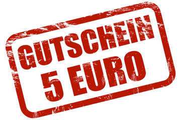 Grunge Stempel rot GUTSCHEIN 5 EURO