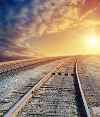 Fototapeta premium railway to sunny horizon