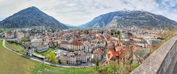 Panorama of historic city center  in Chur, Switzerland