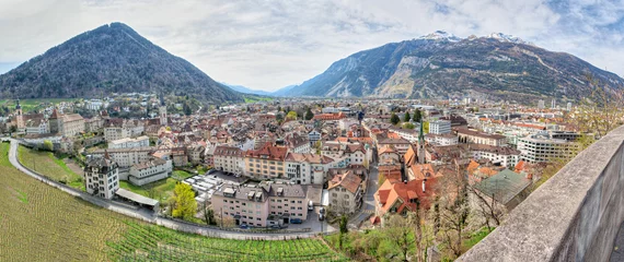 Foto op Canvas Panorama of historic city center  in Chur, Switzerland © mlehmann78