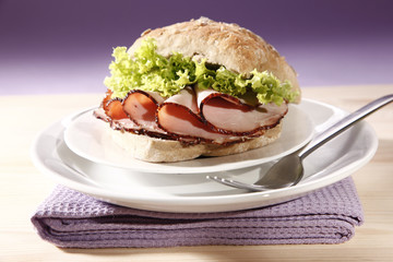 Tasty sandwich with ham