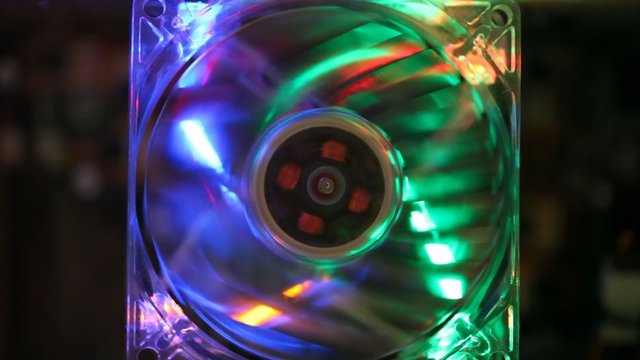 working computer mini fan with LED illumination