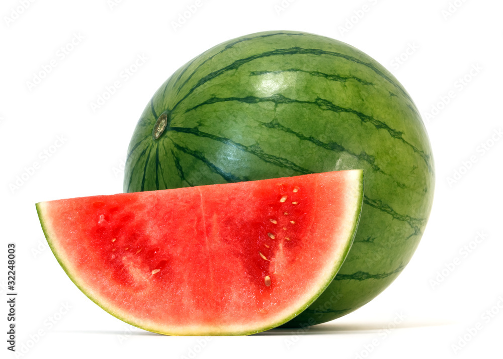 Poster watermelon over white background