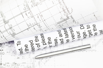 background of architectural drawing ahd pen