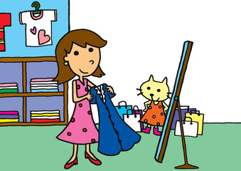 洋服を選ぶ女の子