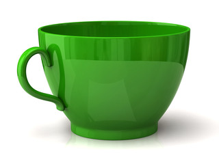 Green cup on a white background